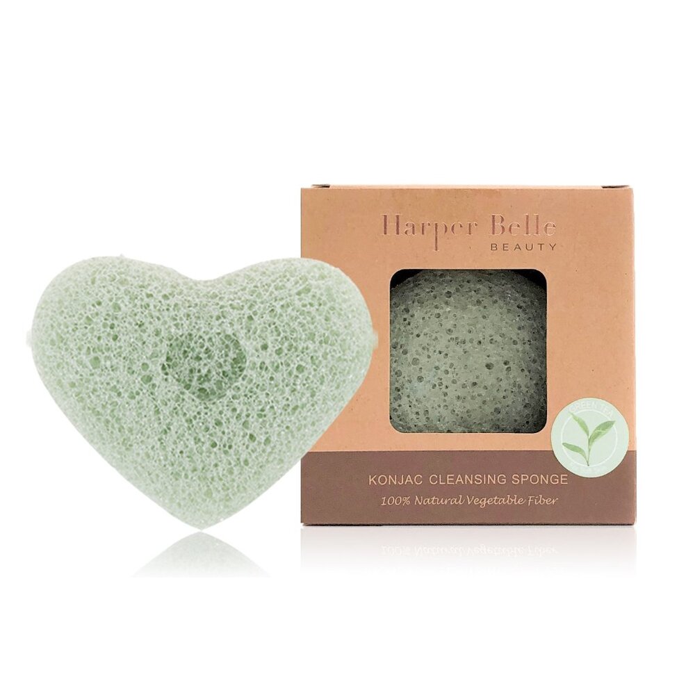 HARPER BELLE BEAUTY Organic Heart Konjac Sponge | Green Tea